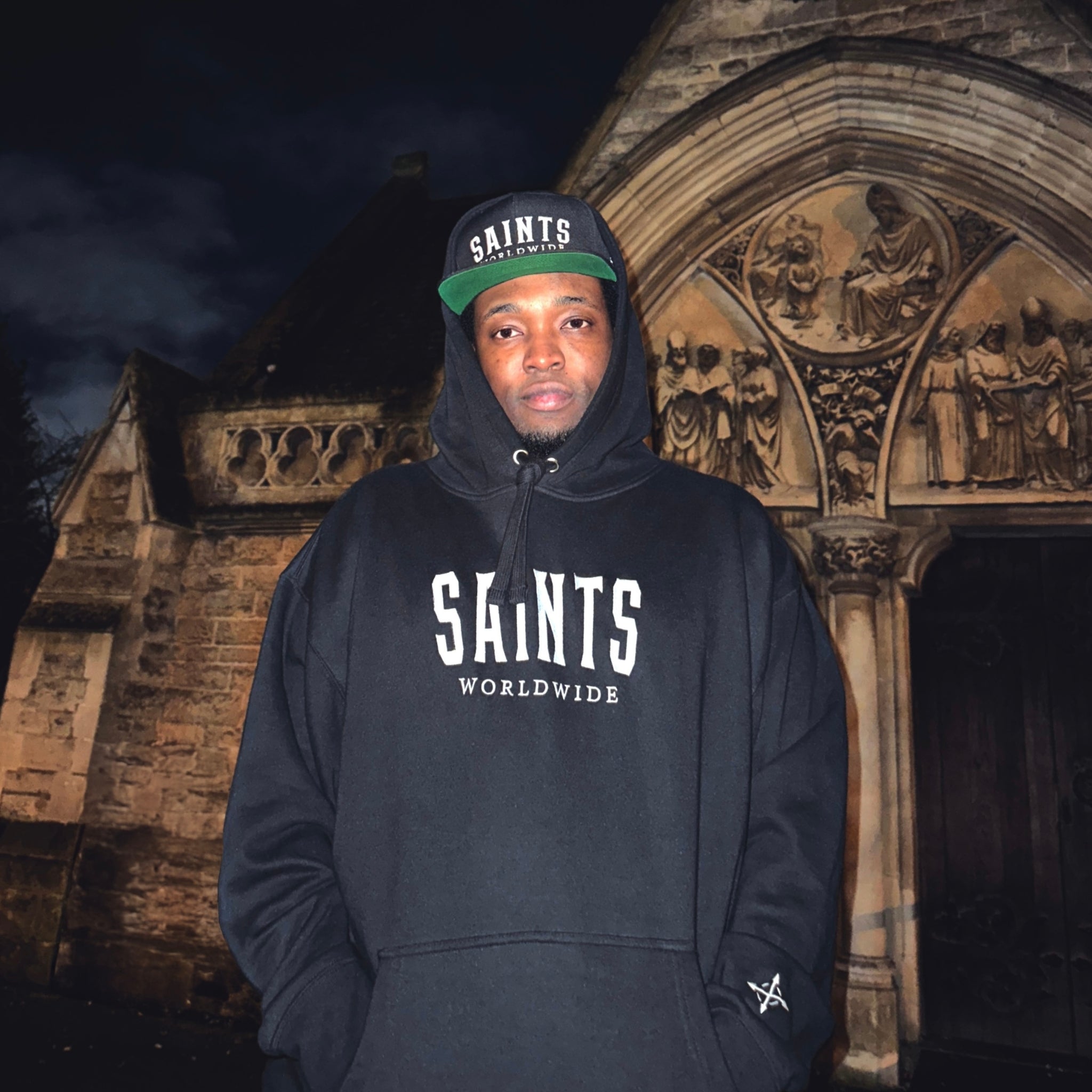 SAINTS WORLDWIDE Embroidered Hoodie - Black