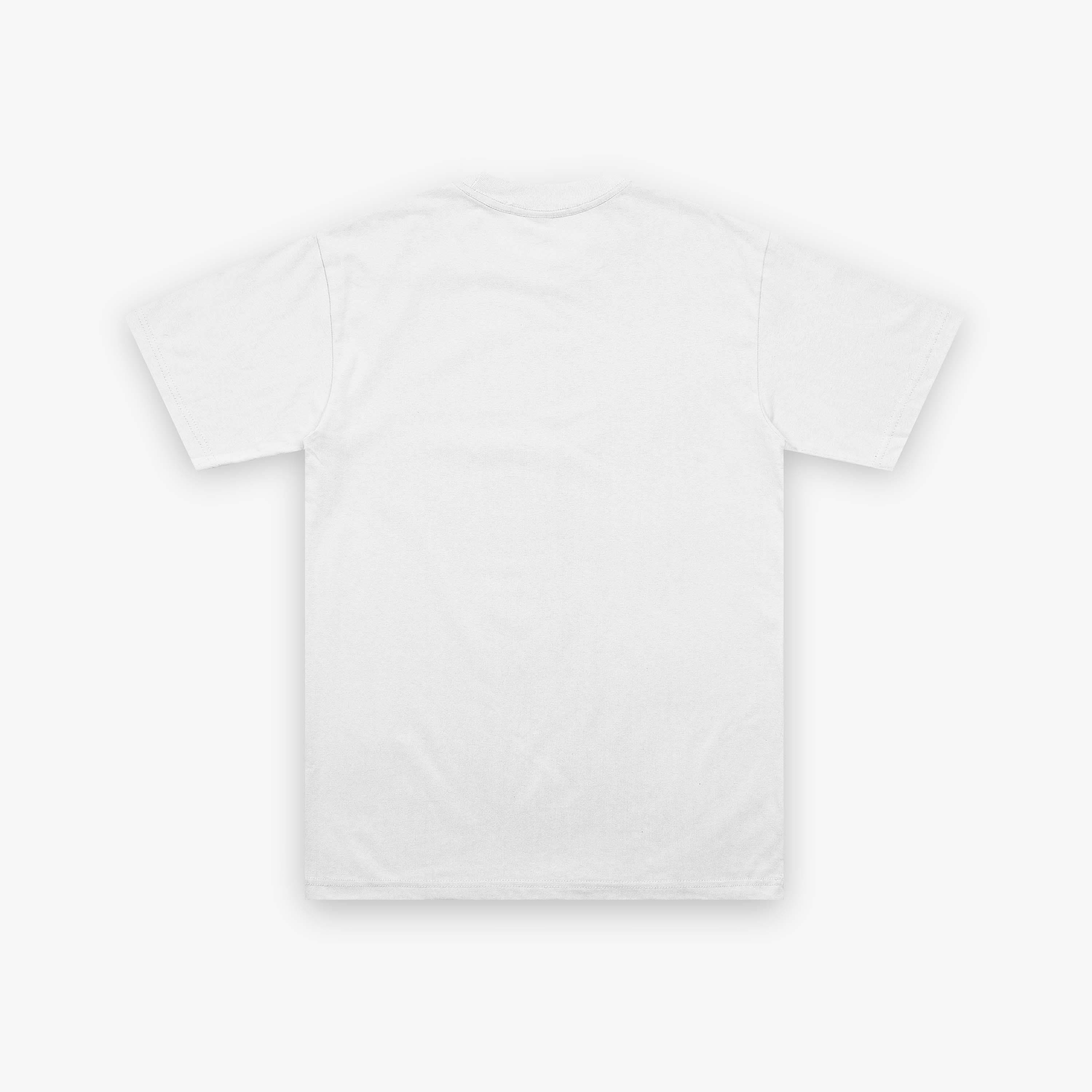 Overcomers Red Broken Chains Christian T-Shirt – back view in white